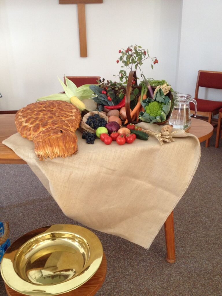Harvest produce on the altar